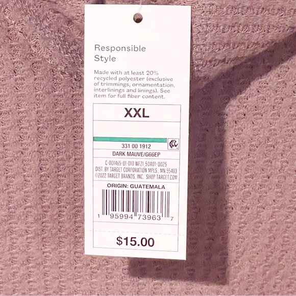 Wild Fable XXL Purple Waffle Knit Long Sleeve Cowl Neck Top New NWT - Picture 3 of 5